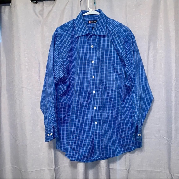 👔Men's CHAPS Bright Blue & White Button Long Sleeve Shirt size Large - Picture 1 of 4